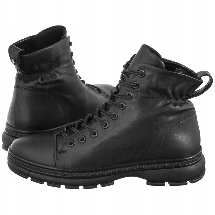 Boty Kotníkové Boty Kožené Zateplené Dámské Artiker Černé 55C1414 Černé