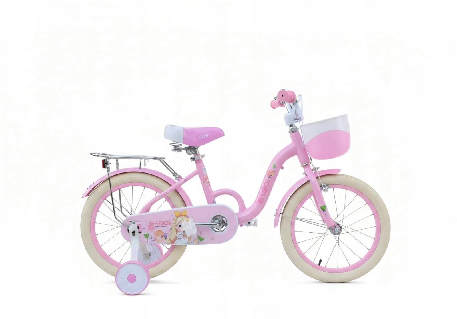 Rower dziecięcy Miętowy 16 cali dziewczęcy z koszykiem Rowerek