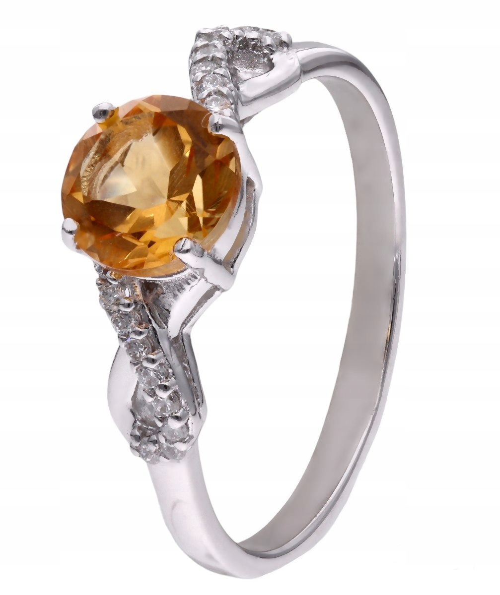 Prstýnek Ag 925 citronů s diamantem CVD-3441-R-CI vel. 17