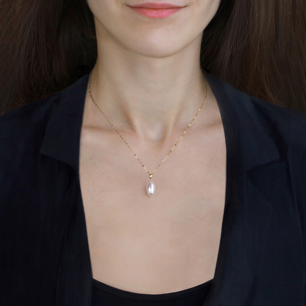 ZŁOTA ZAWIESZKA Z BIAŁĄ PERŁĄ - ŁEZKA Marka Apearl