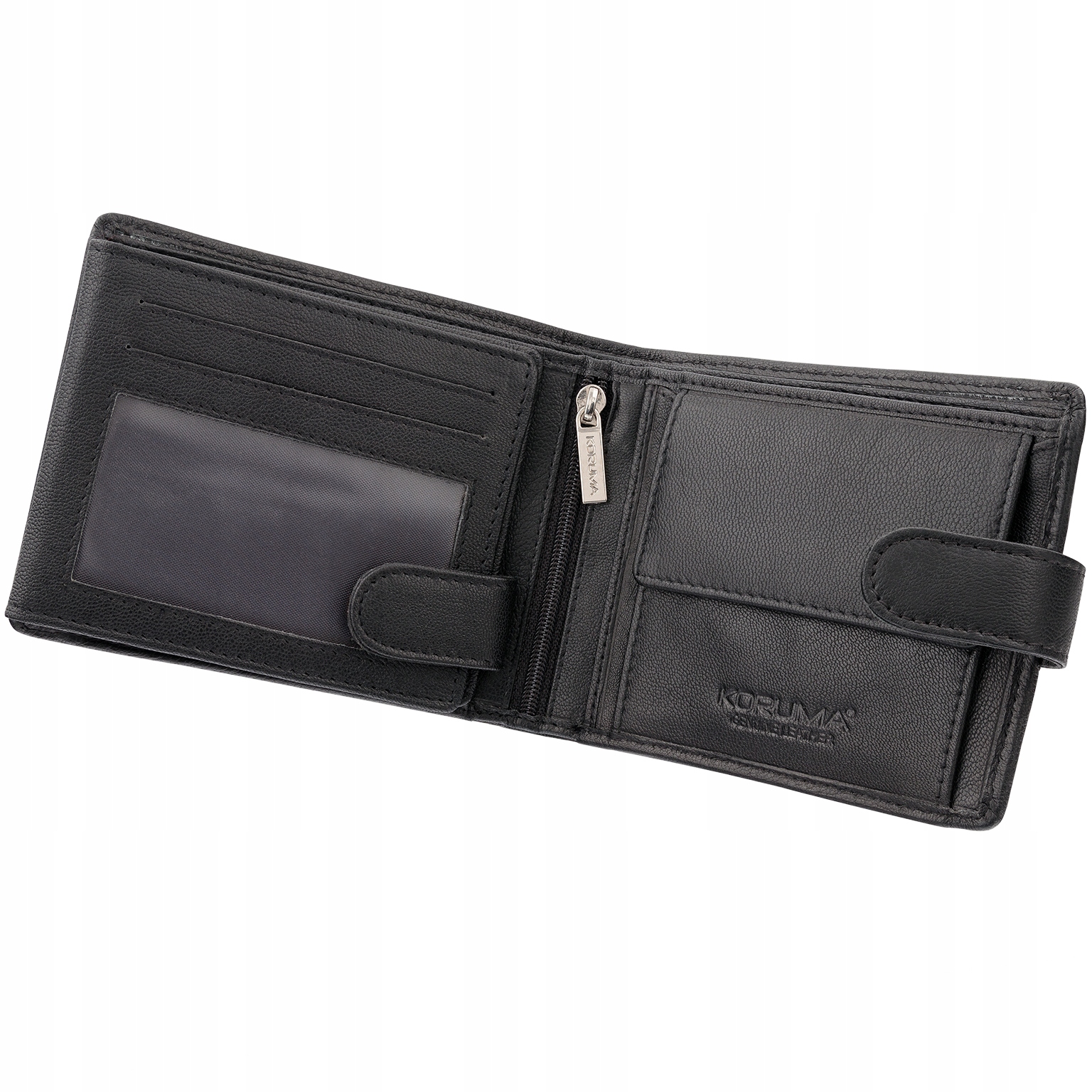 PORTFEL MĘSKI Skórzany RFID OCHRONA Kart SKÓRA Naturalna Pojemny - KORUMA Zapięcie zatrzask