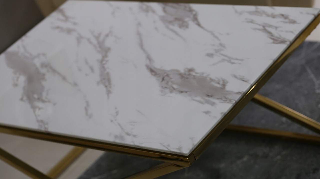 ZŁOTY STOLIK SZKLANY ŁAWA KONSOLA CHROM GLAMOUR Marka inna