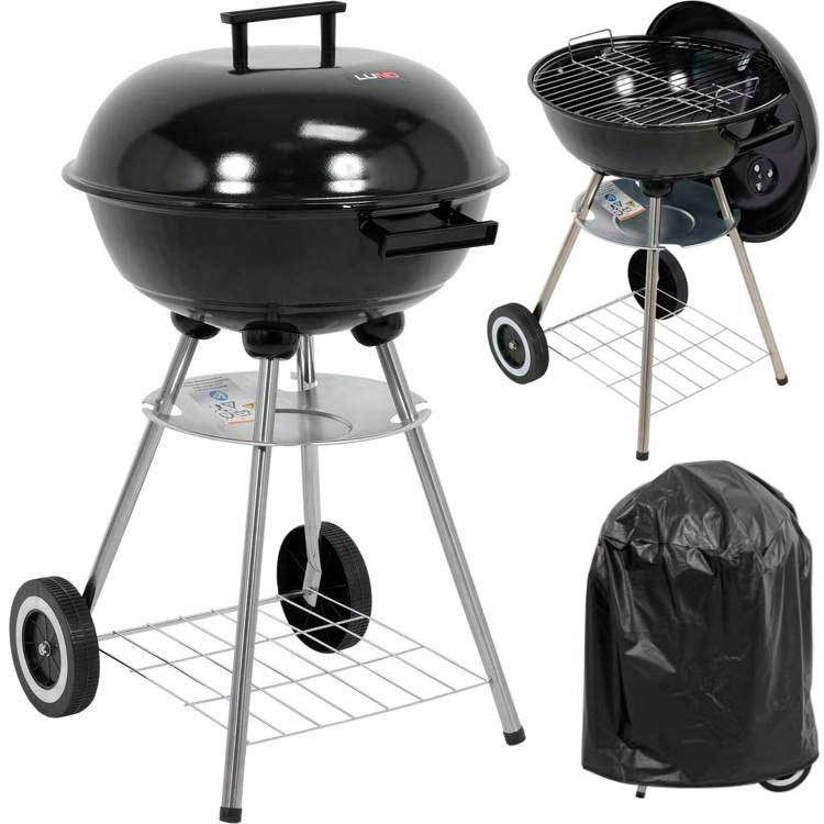 Lund Grill Gril Ogrodowy Okrągły Z Pokrywą Pokrowiec