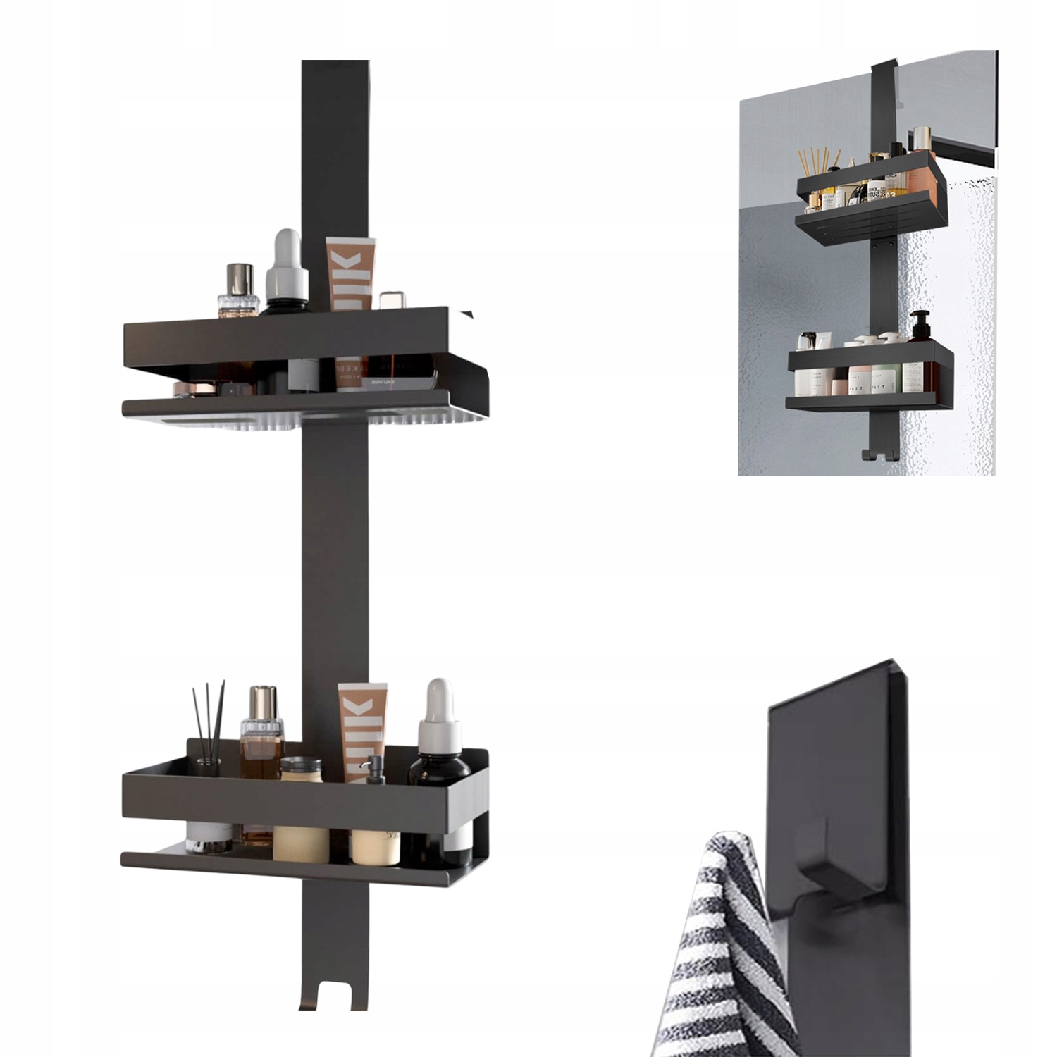 Závěsná Koupelnová Polička Pod Sprchu, Nástěnný Loftový Věšák, Praktický