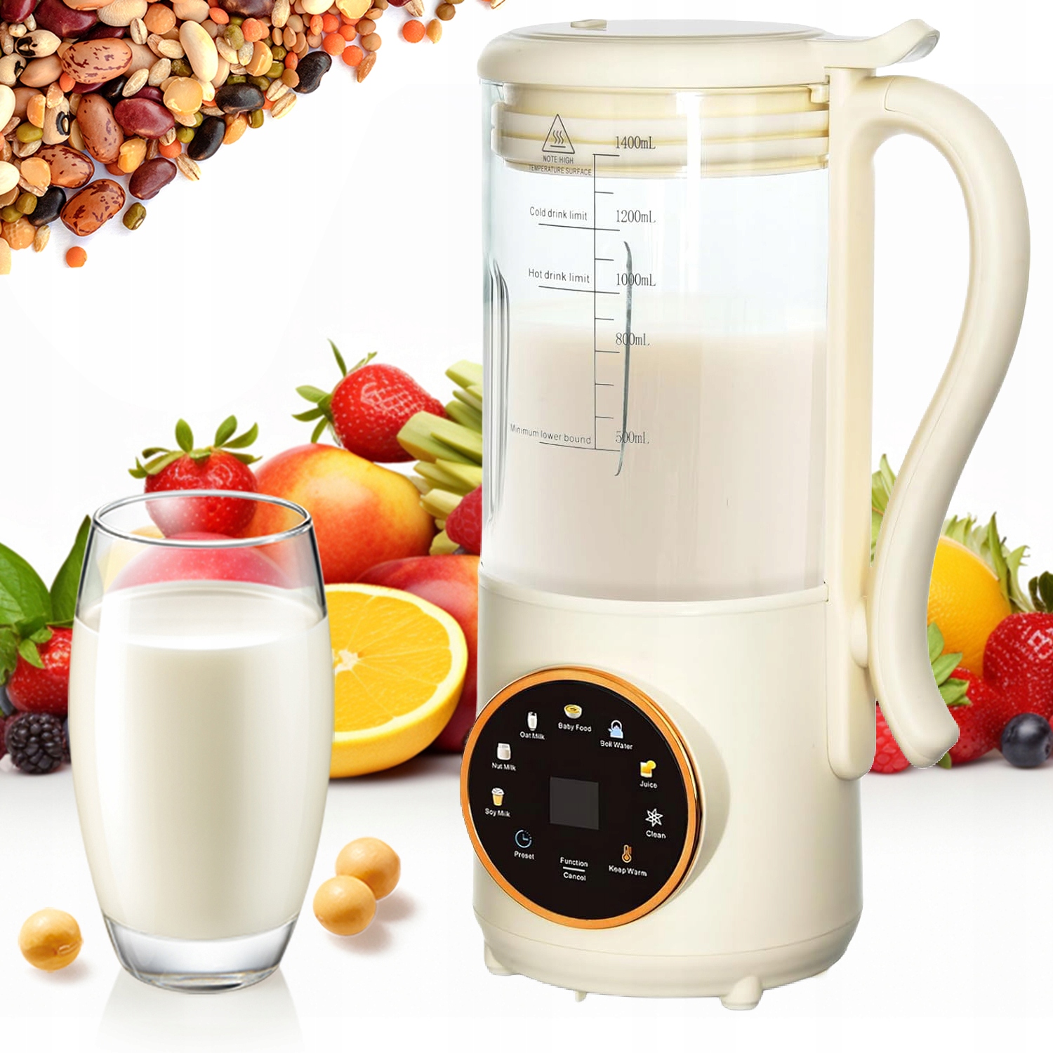 Multifunkční Vysokootáčkový Mixér S Led Obrazovkou A 8 Funkcemi 1400 ML