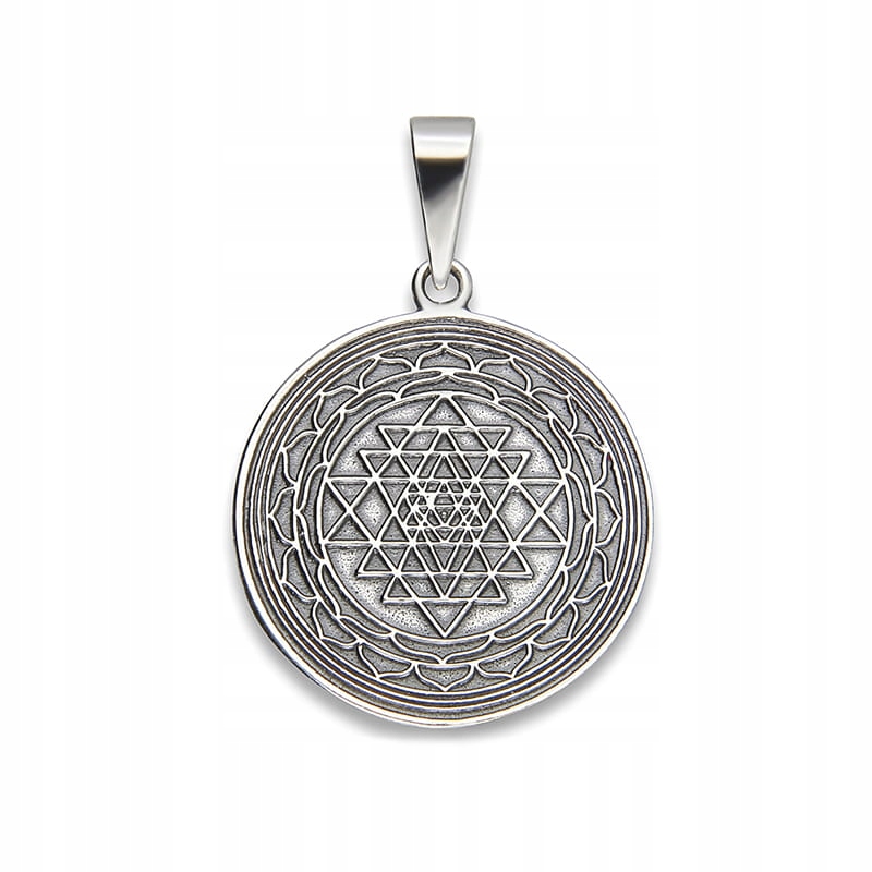Stříbrný Přívěsek Na Řetízek Přívěsek Šrí Jantra Mandala Stříbro 925