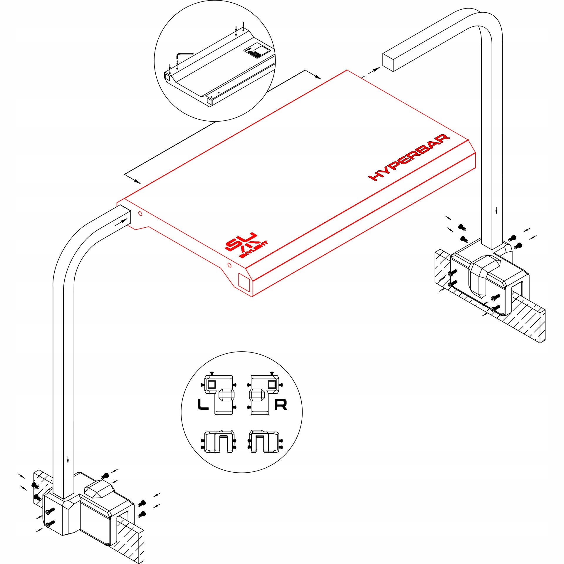 Hyperbar Komplet regulowanych ramion S-xl