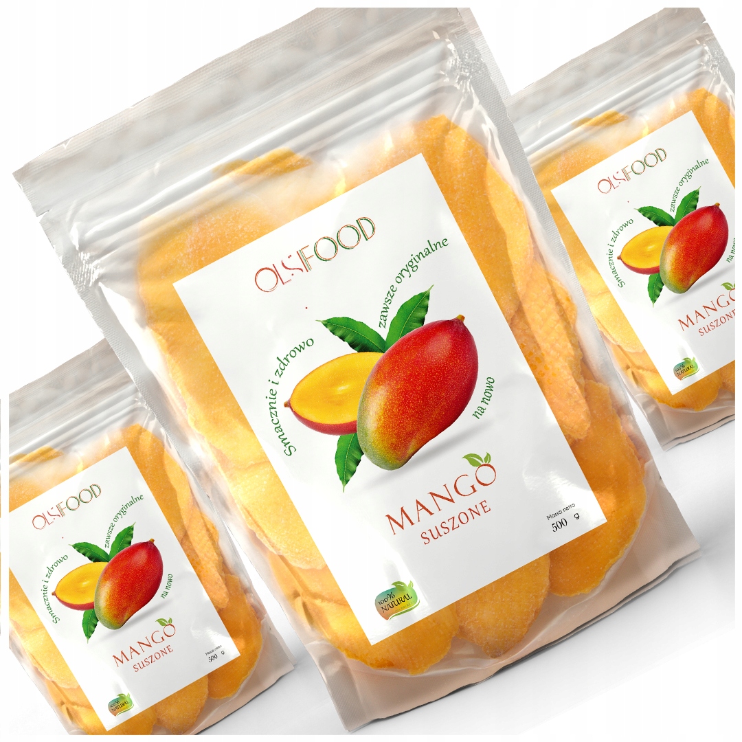 Levně Mango Sušené Plátky| Aromatické a šťavnaté Plátky 1,5 kg (3x500 g)