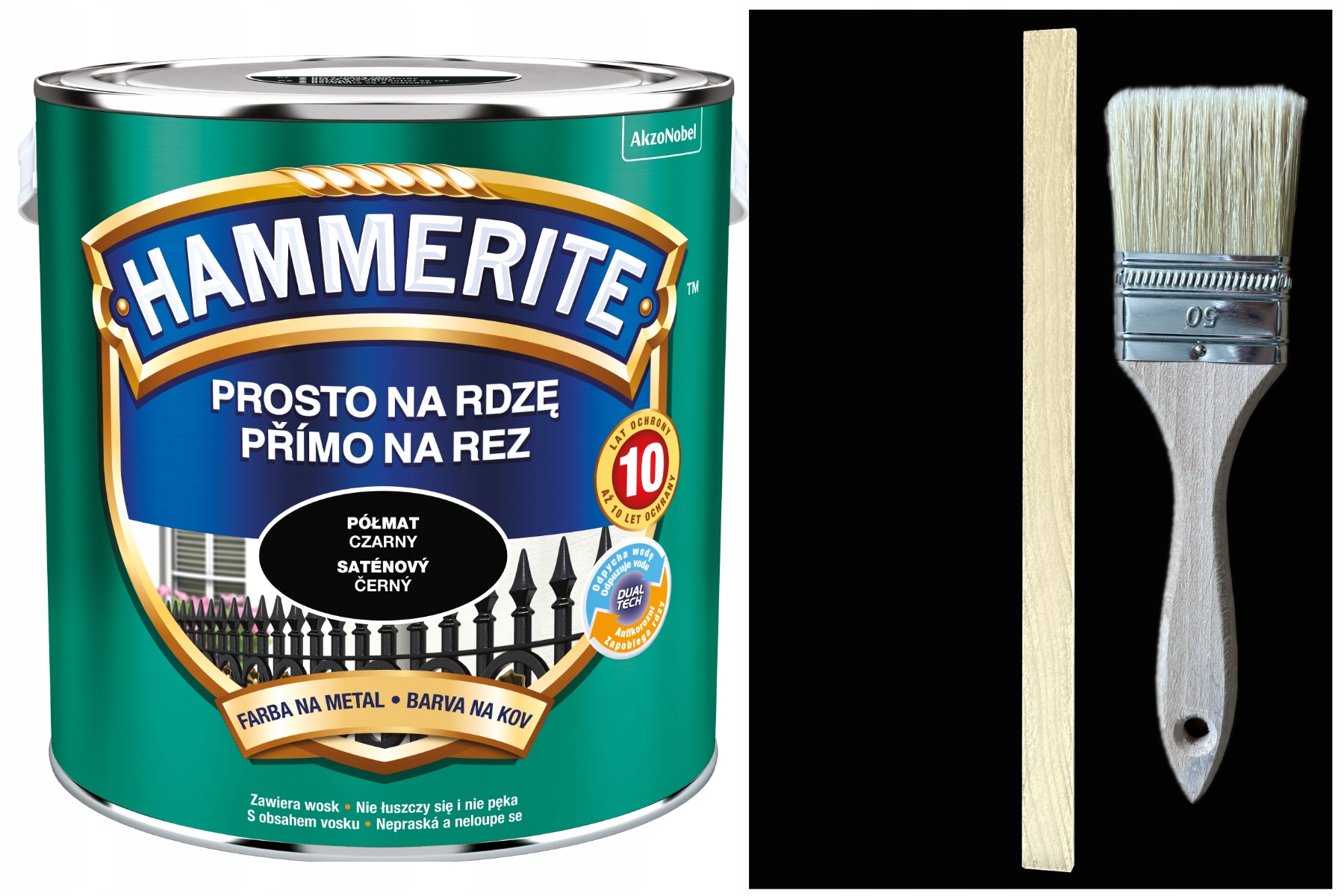 Wydajna Metalu Drewna Antykorozyjna Na Rdzę Półmat Czarny 2,5L Gratisy!