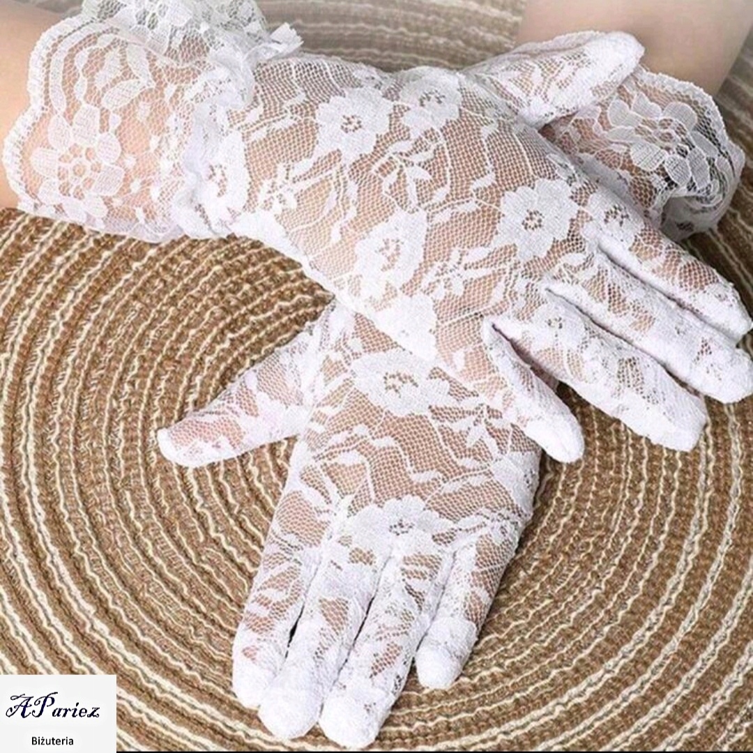 Do0016 Rękawiczki ślubne delikatne kwiatuszki