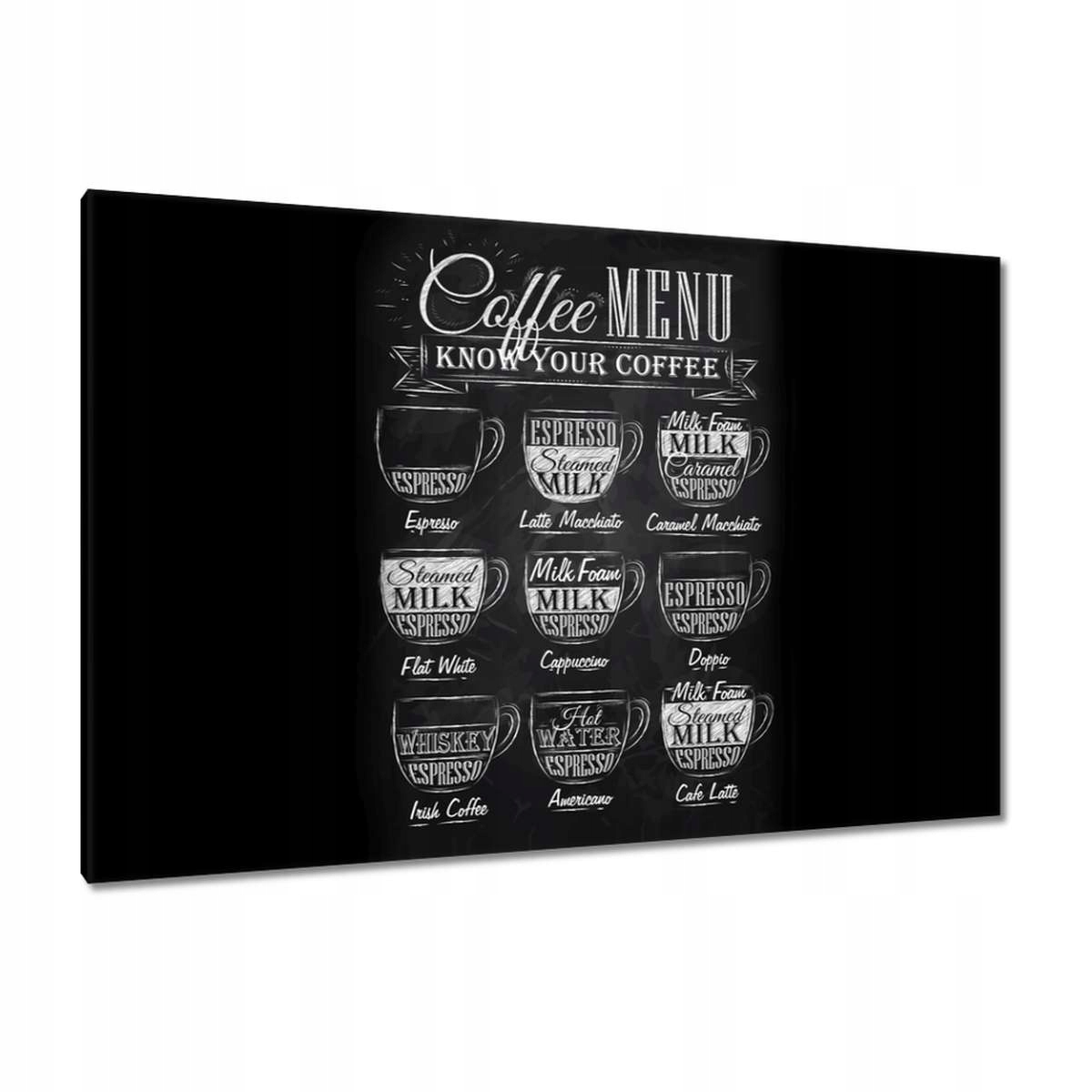 Obrazy 120x80 Cafee menu na černém pozadí