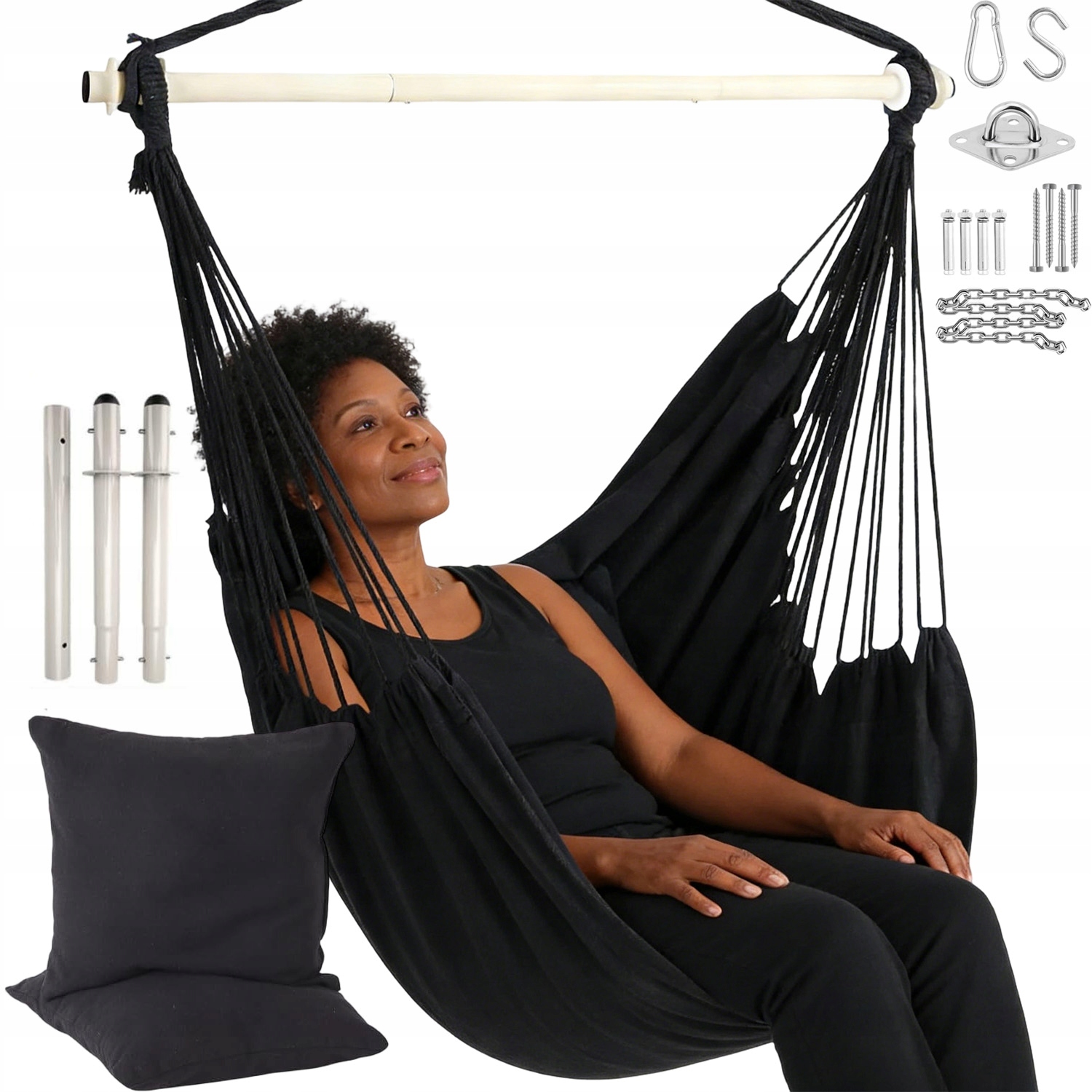 Zahradní Závěsné Křeslo Zvětšené Dvěma Polštáře, Kapsa Na Příslušenství