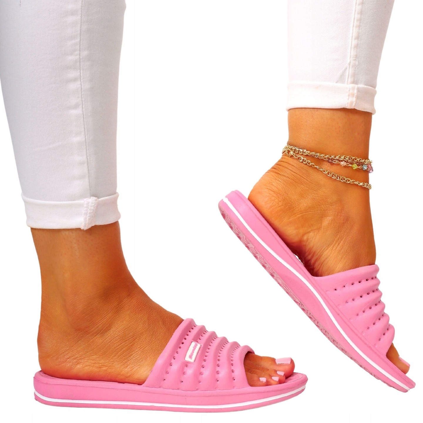 DAMSKIE KLAPKI BASENOWE NA CO DZIEŃ PIANKA MIĘKKIE PŁASKIE Marka bez marki