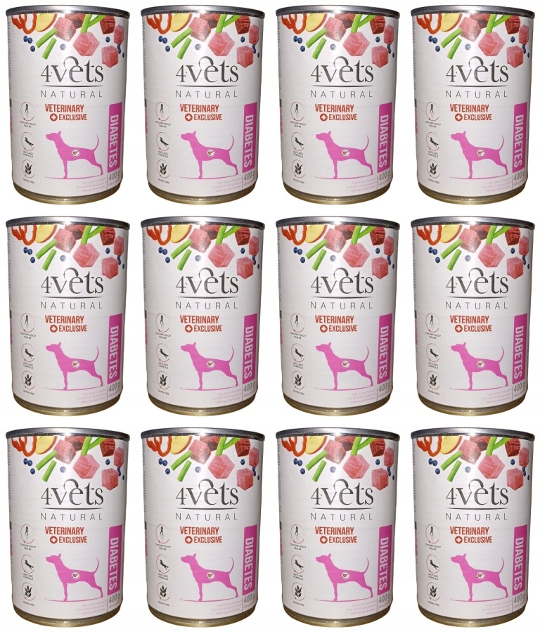 Levně 4Vets Natural Psí konzerva pro psy s cukrovkou 12 x 400 g