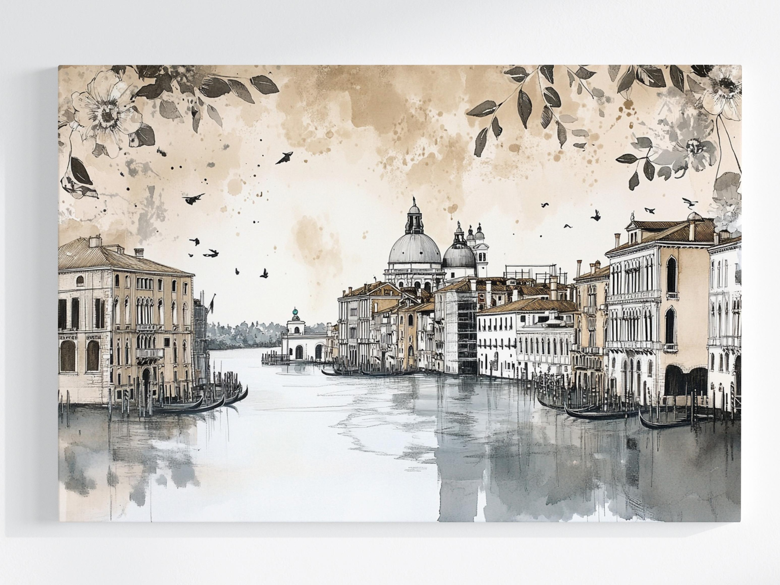 Obraz Na Plátně Canvas Město Panorama Benátky Canal Grande Skica 120x80