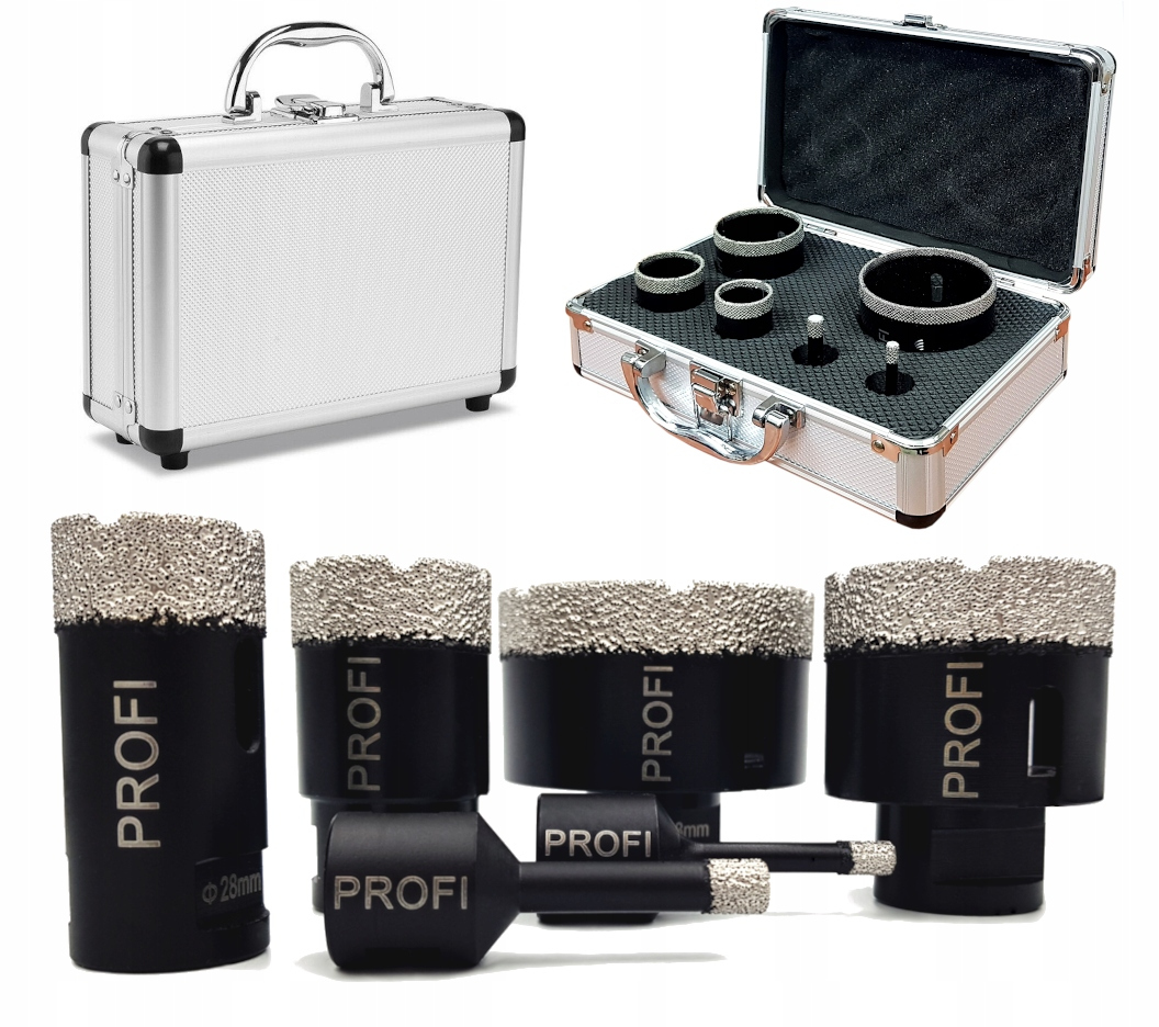 Otwornice Diamentowe Koronki Do Gresu Płytek Spieków Profi Xblack Walizka