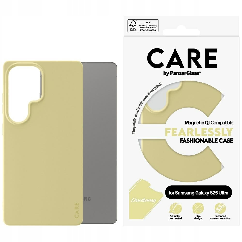 Etui Care by PanzerGlass Fashion Qi do Samsung Galaxy S25 Ultra zółty