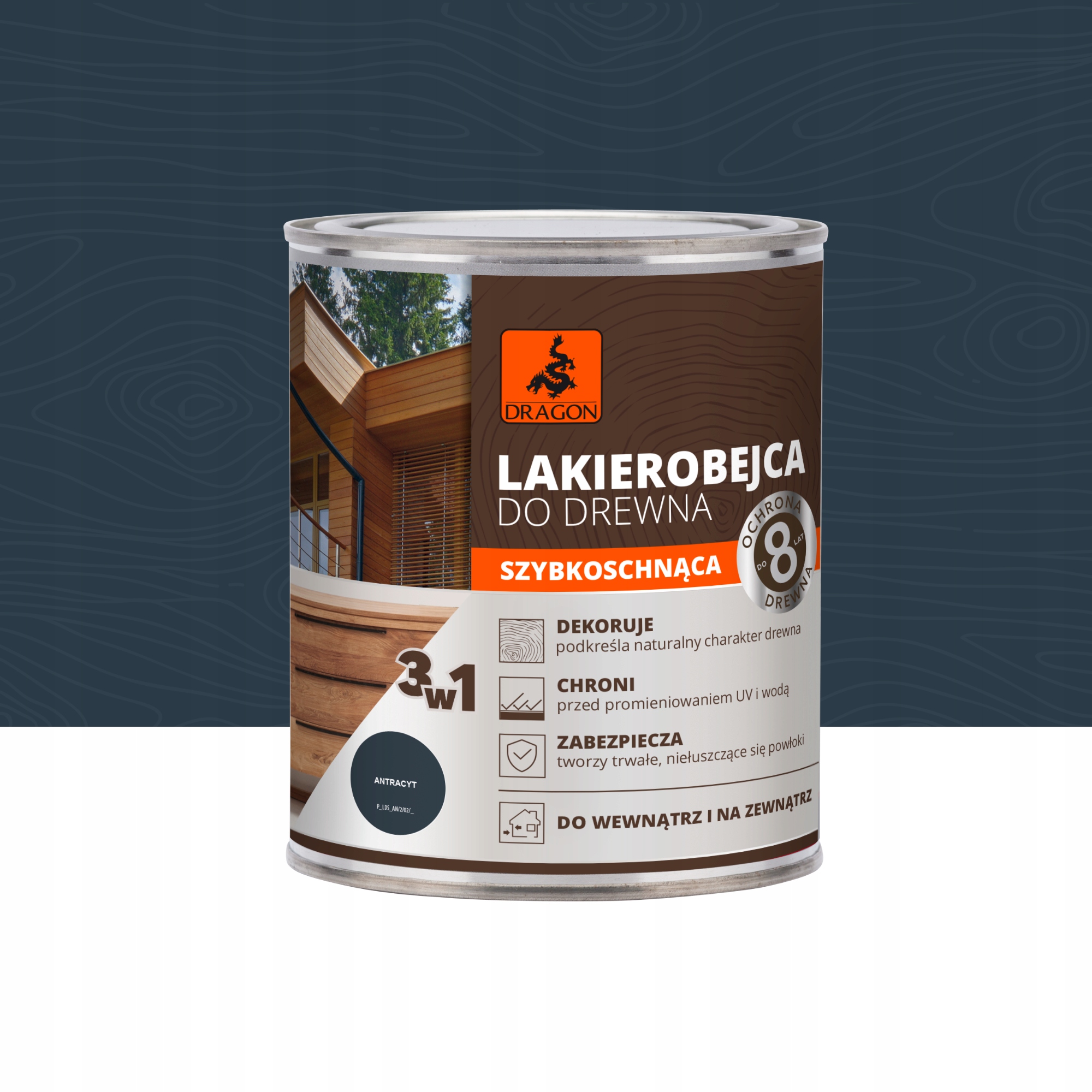 Lakierobejca do drewna 700ml ANTRACYT DRAGON