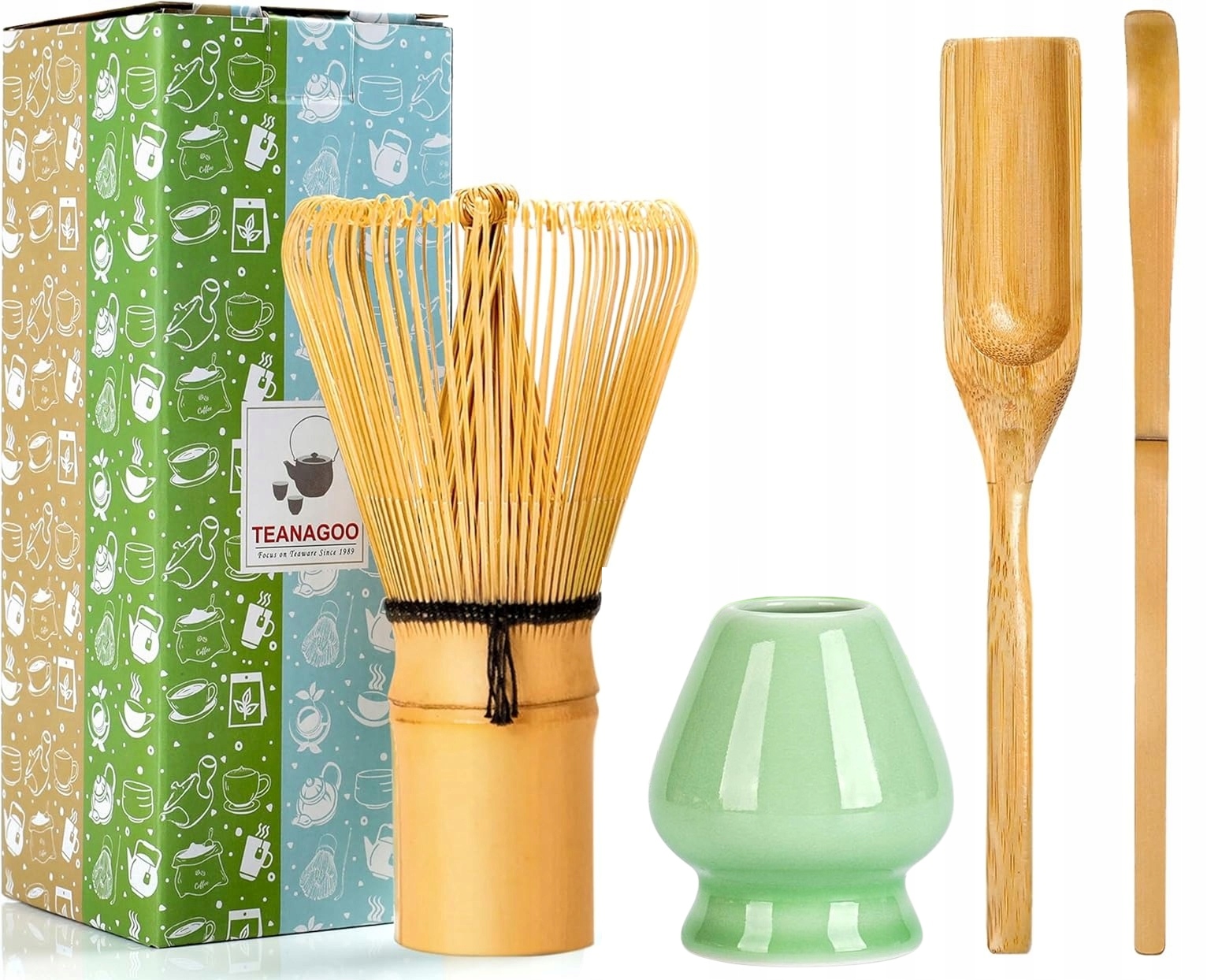 Levně Sada Na Přípravu Matchy Obřadu 2 Lžíce Metla Chasen Rukojeť Bambus