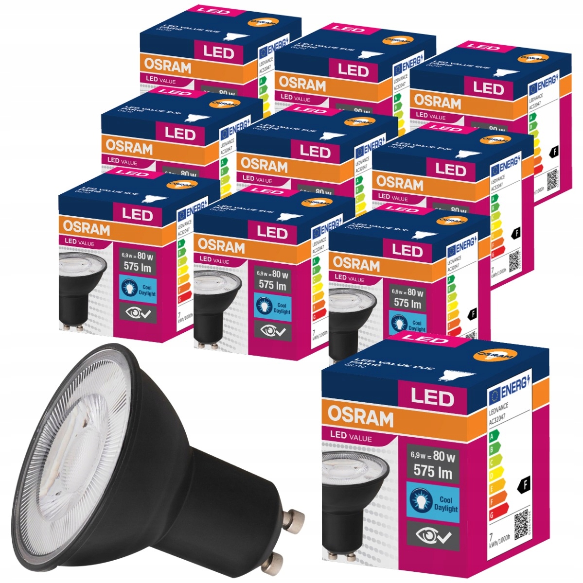 

10x Żarówka Led GU10 6,9W 80W 4000K Czarna Osram