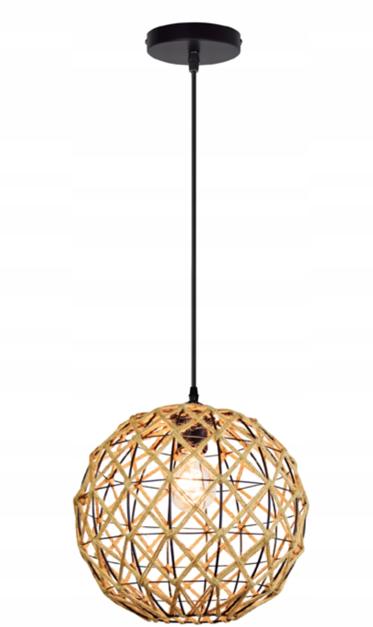 Lampa wisząca Boho przeplatana z liną jutową Zasilanie sieciowe