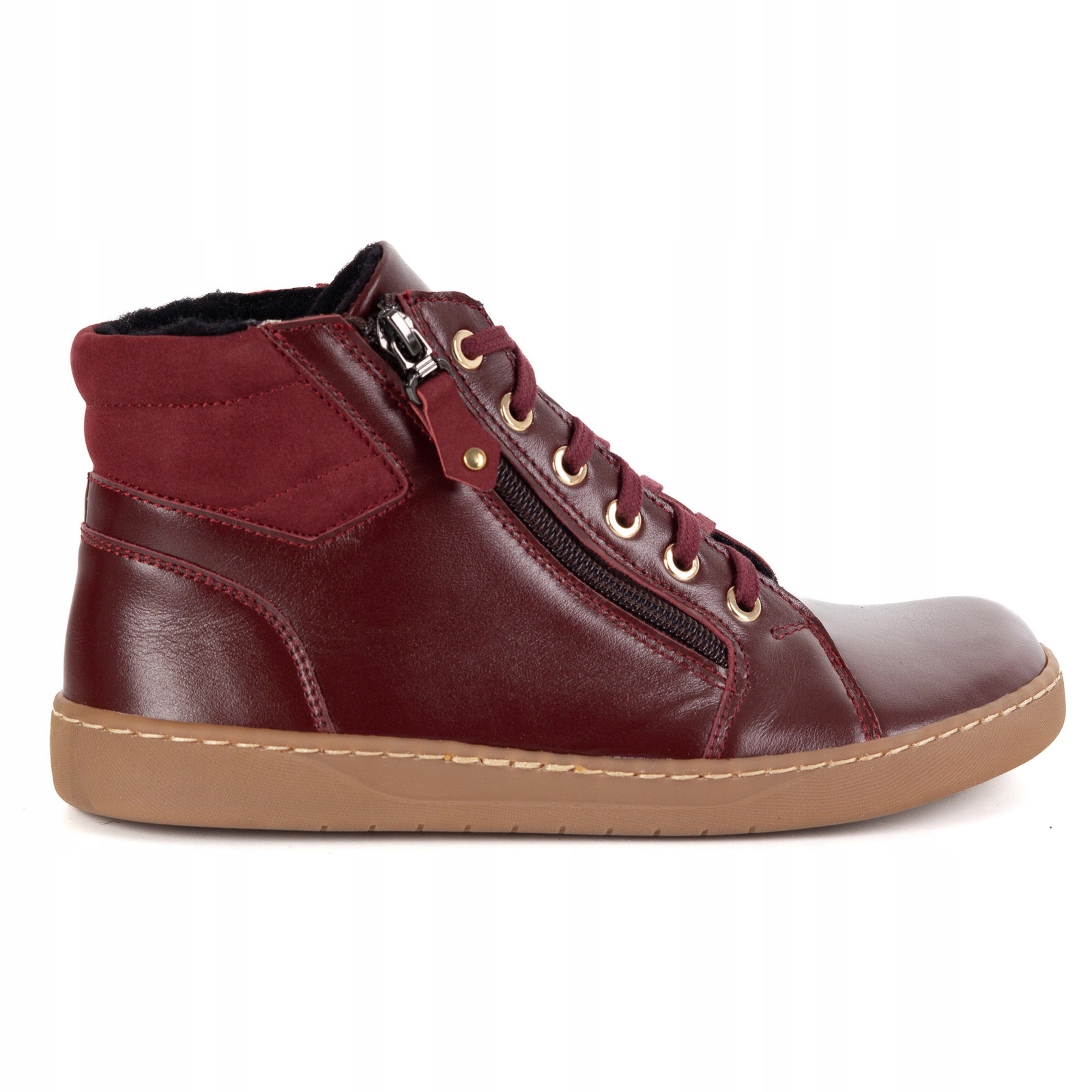 Dámské minimalistické zimní kožené boty typu barefoot 1293 bordo 39