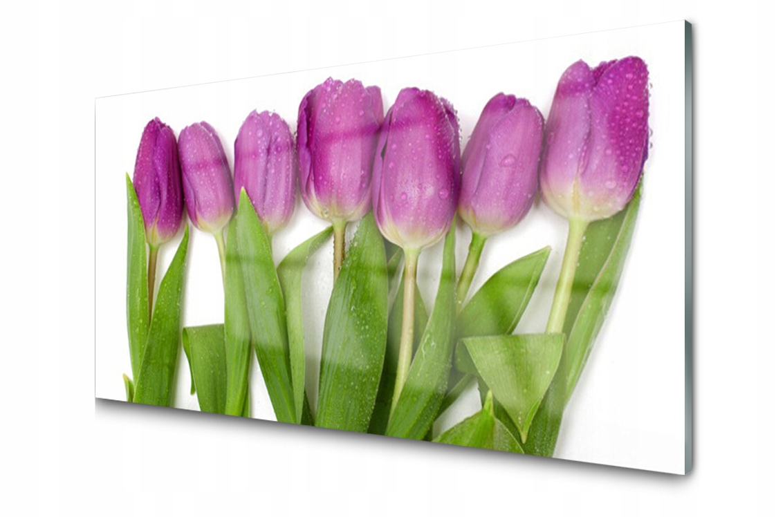Sklenený panel dekor Tulipány Kvety 120x60 Lepidlo