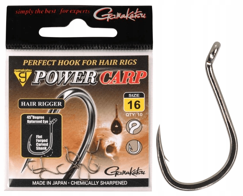 Haczyki feederowe Gamakatsu PowerCarp Hair Rigger Roz.16