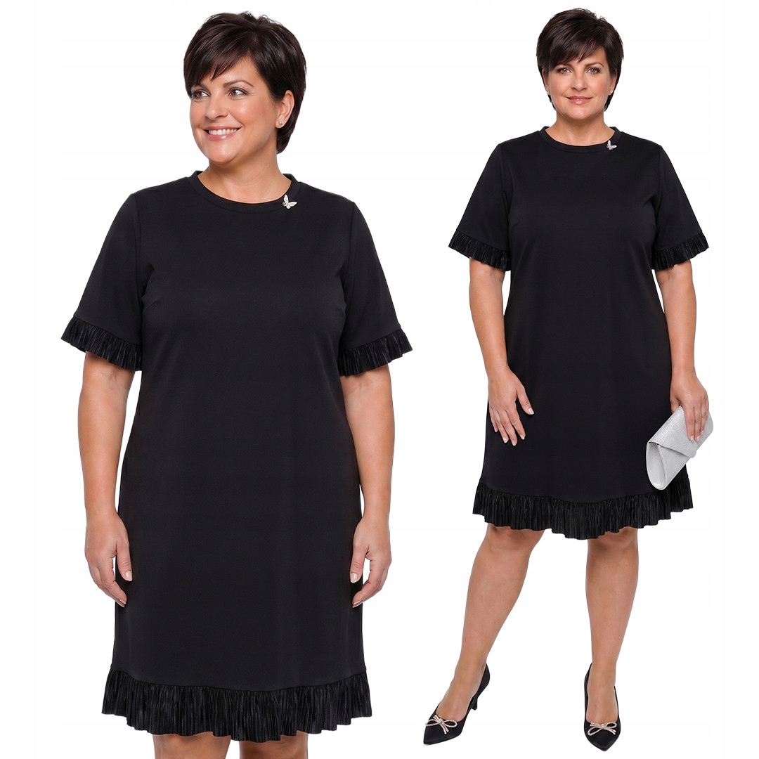 Černá šaty s ozdobou plus size velikost 56/58