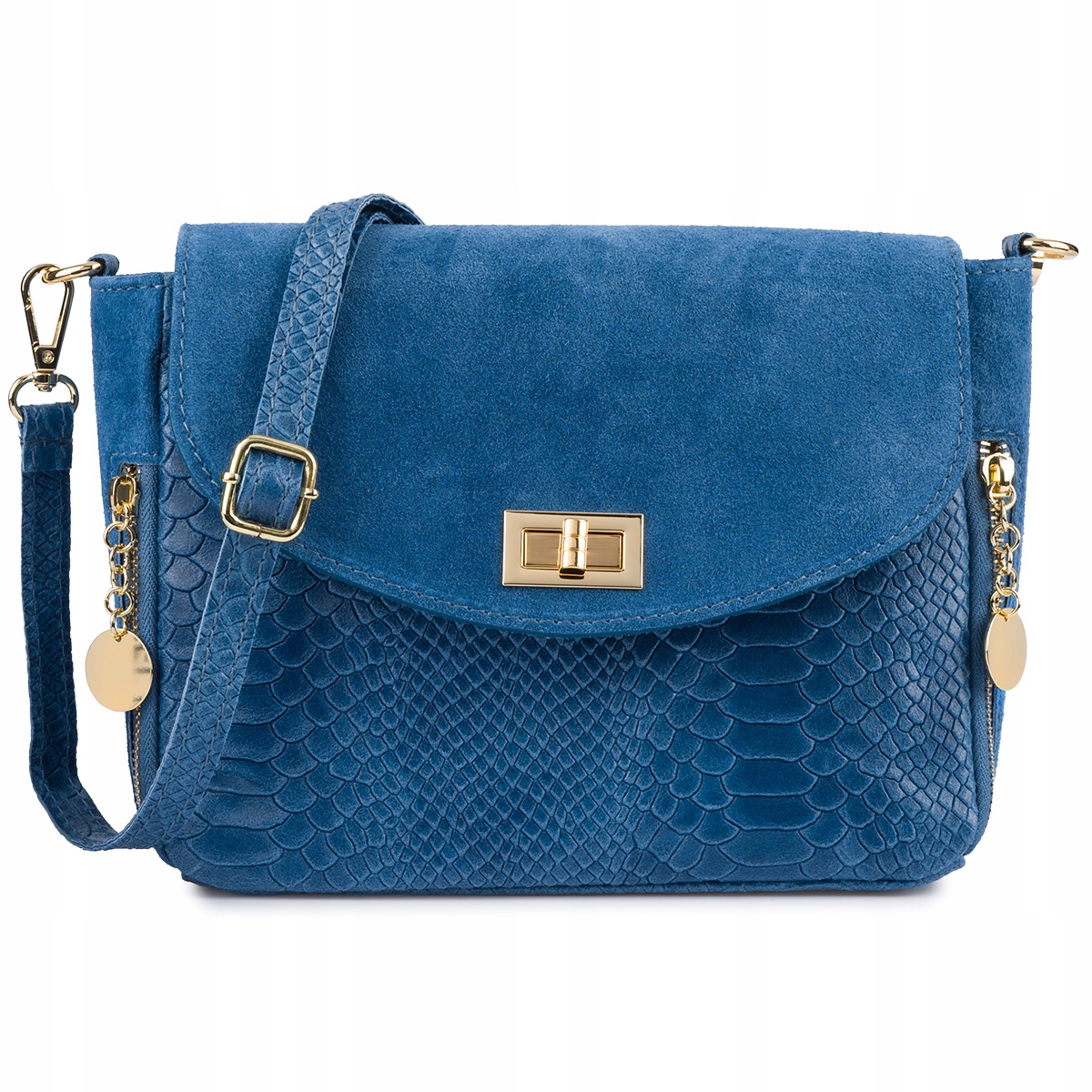 Italská kožená kabelka přes rameno hadí kůže semišová kůže vizitková taška