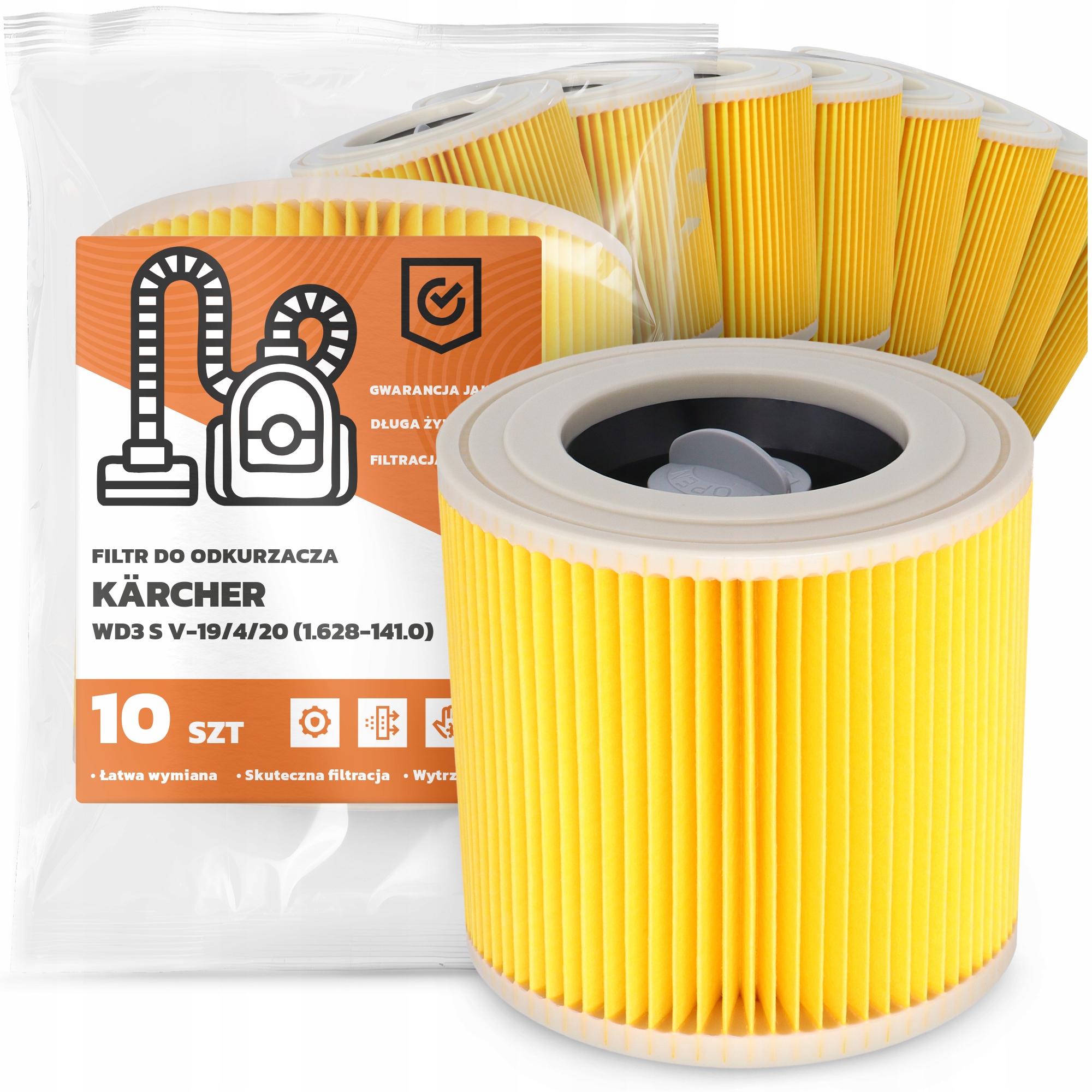 10x Filtr Pro Vysavač Kärcher WD3 S V-19/4/20 (1.628-141.0) Filtry Em-w