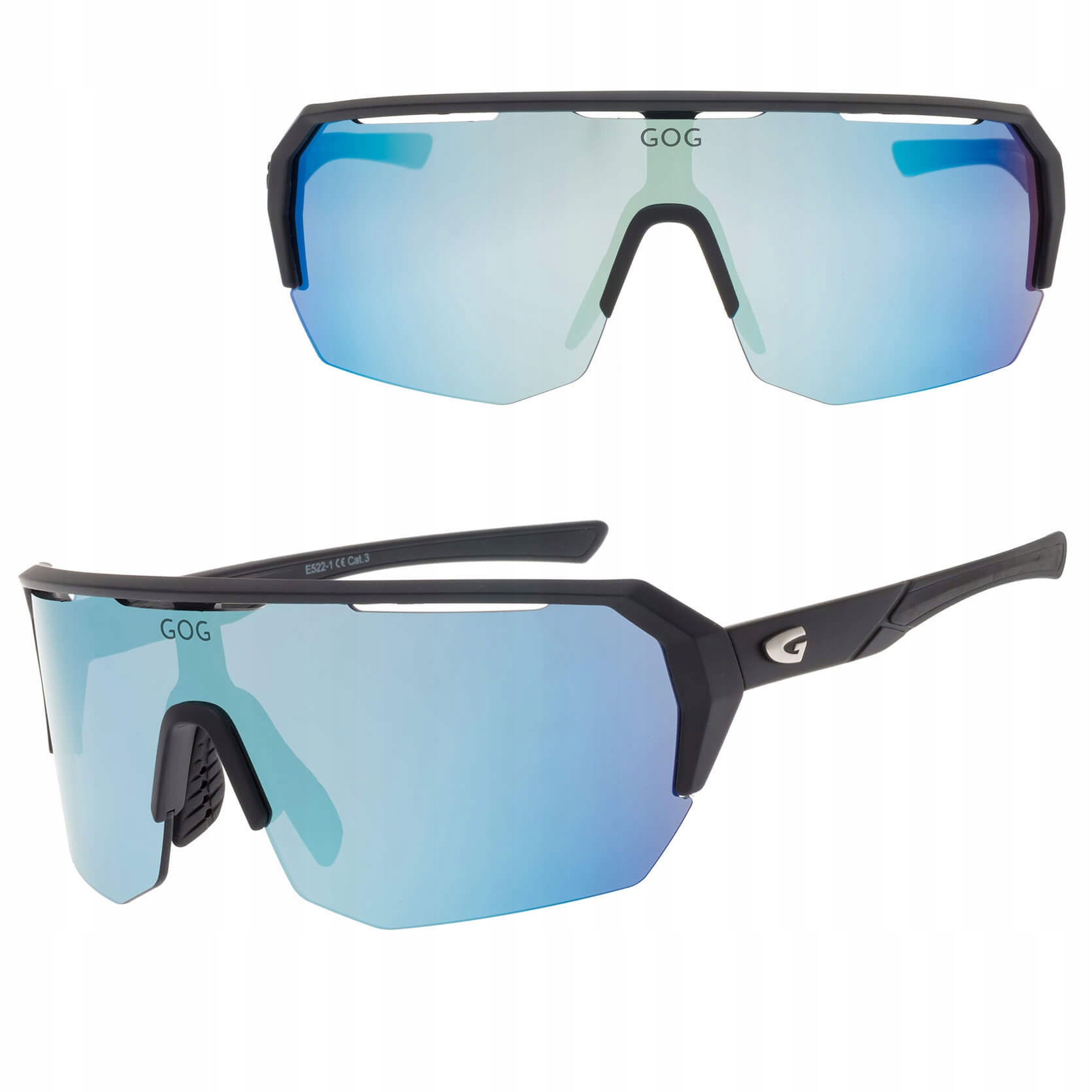 Sportovní zrcadlové sluneční brýle na kolo Gog, černé