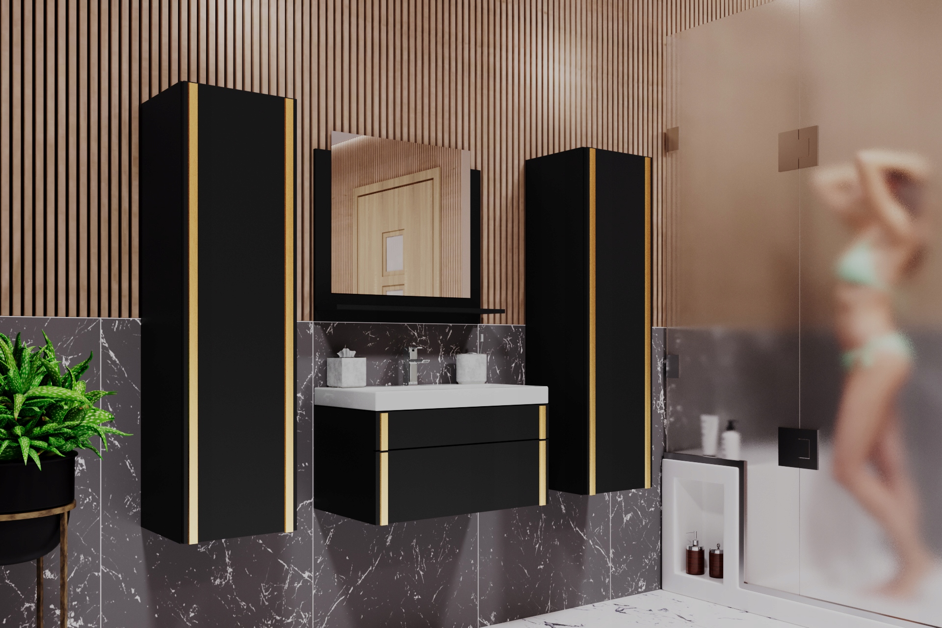 Zestaw mebli łazienkowych szafki meble łazienkowe wiszące lustro DE II 60 Wykończenie matowe