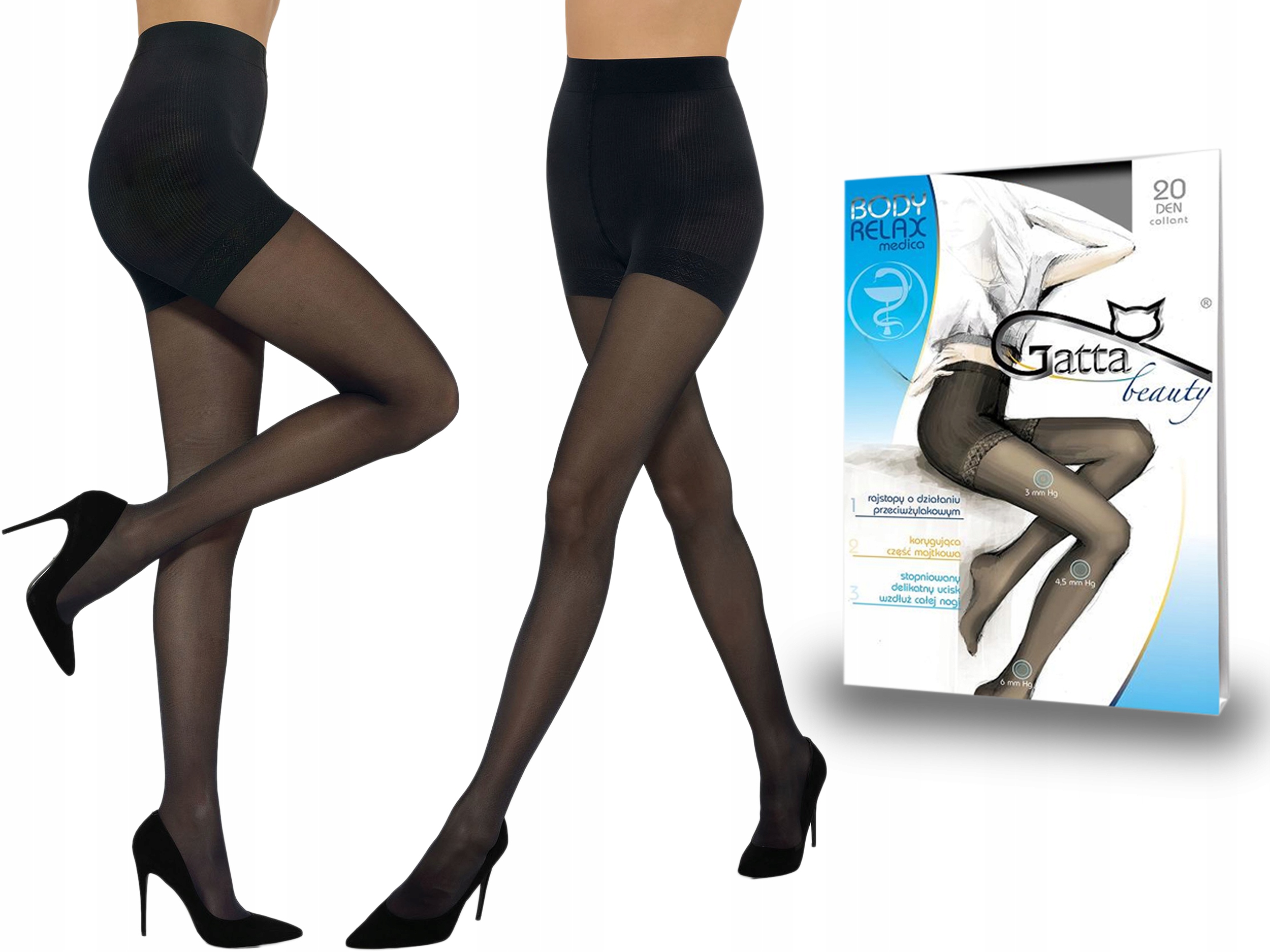 

Gatta rajstopy Body Relax Medica, 20 den, nero 4-L