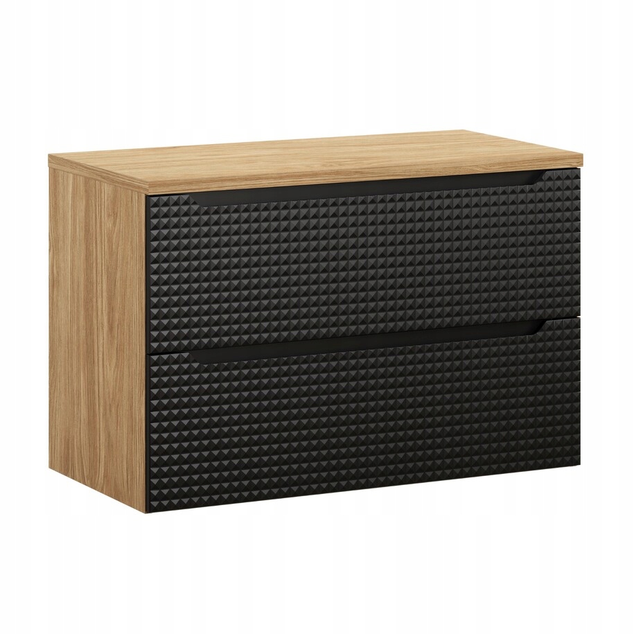 Szafka wisząca pod umywalke z blatem 90 cm luxor black czarny, szuflady