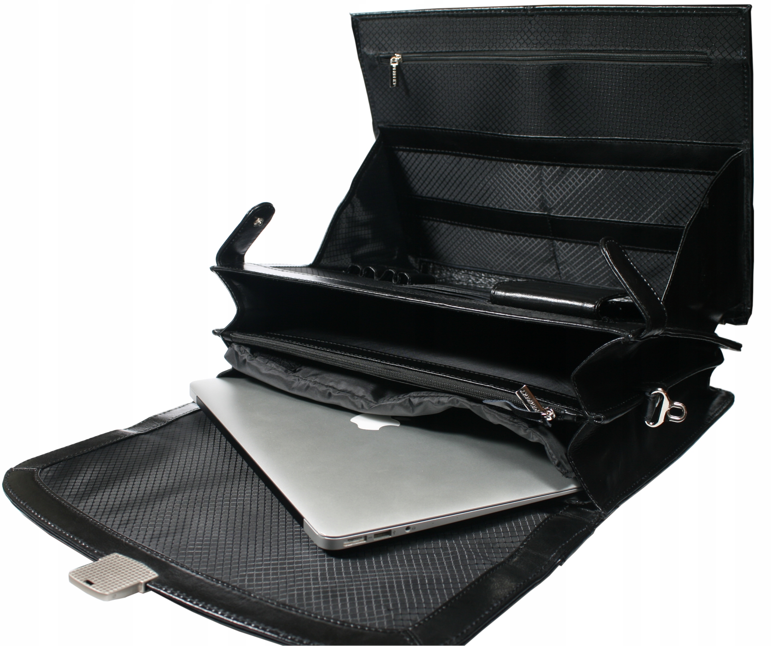 Teczka skórzana czarna z przegrodą na laptopa 15 męska polska produkcja A4 Model 7