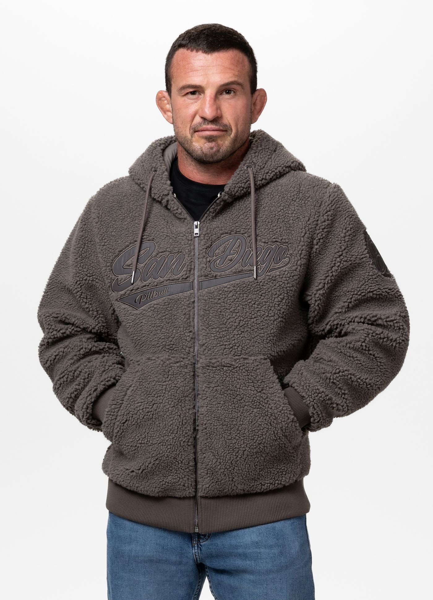 Pánská plyšová Mikina S Kapucí zip Pit Bull Galaxy Taupe, velikost S
