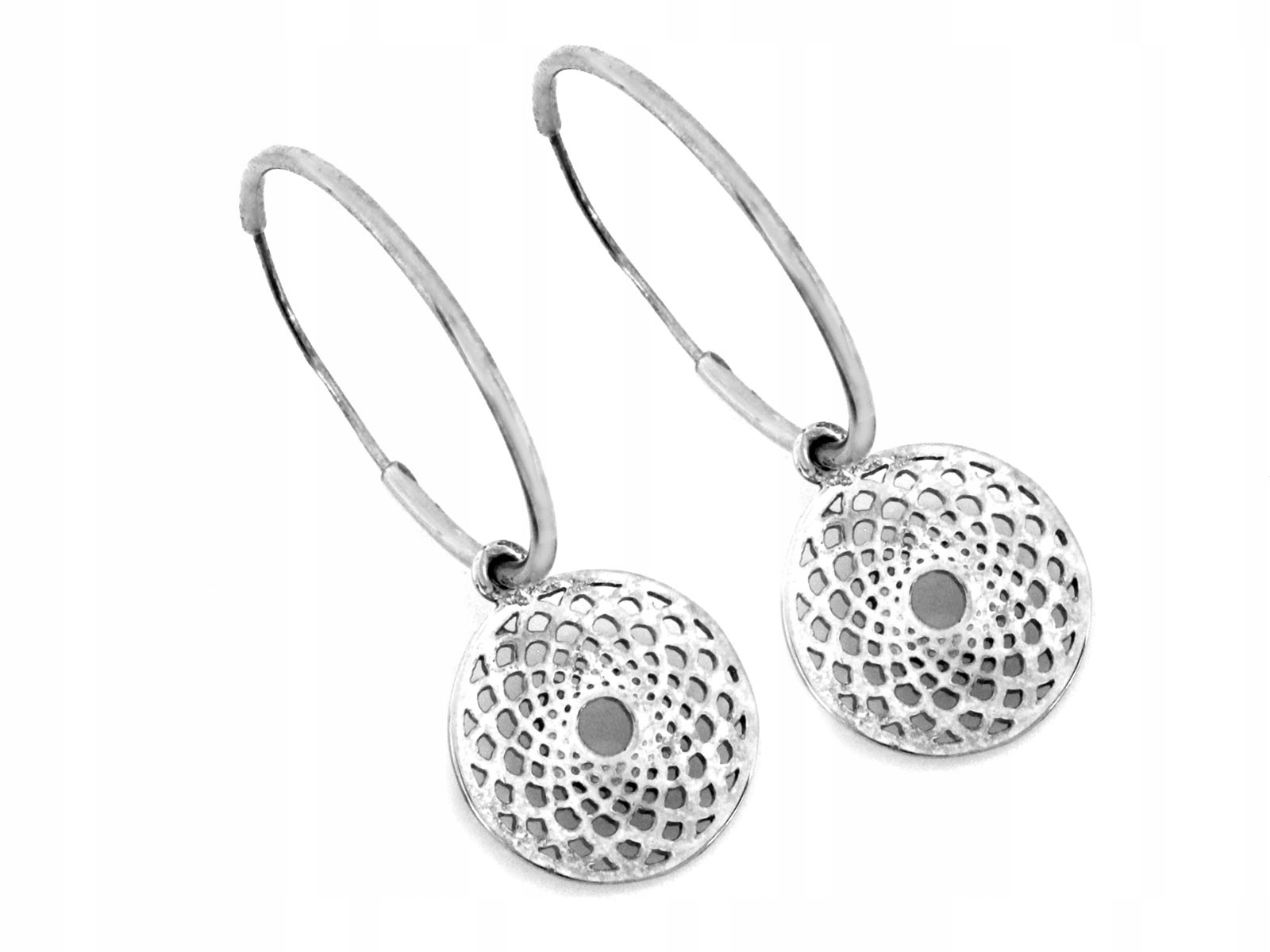 Stříbrné náušnice 925 Kola s kulatým závěsným závěsem, ažurová, módní a stylové