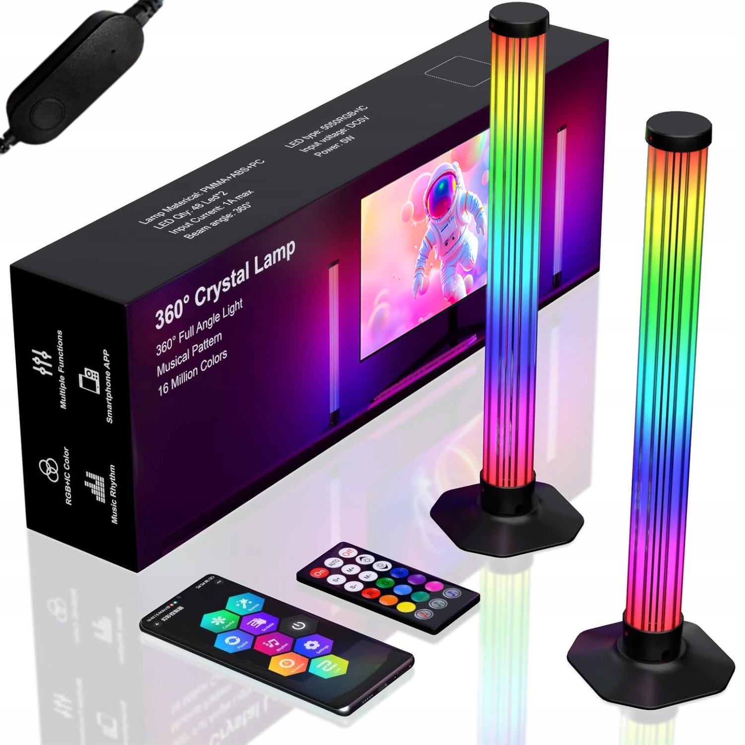 Led Lampa Rgb 360° 2X Usb Podsvícení Pro Herní Místnost, Vysoká Kvalita