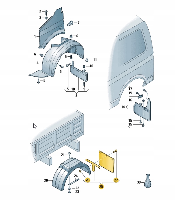 Брызговики VW Transporter T5 T6 rear ASO