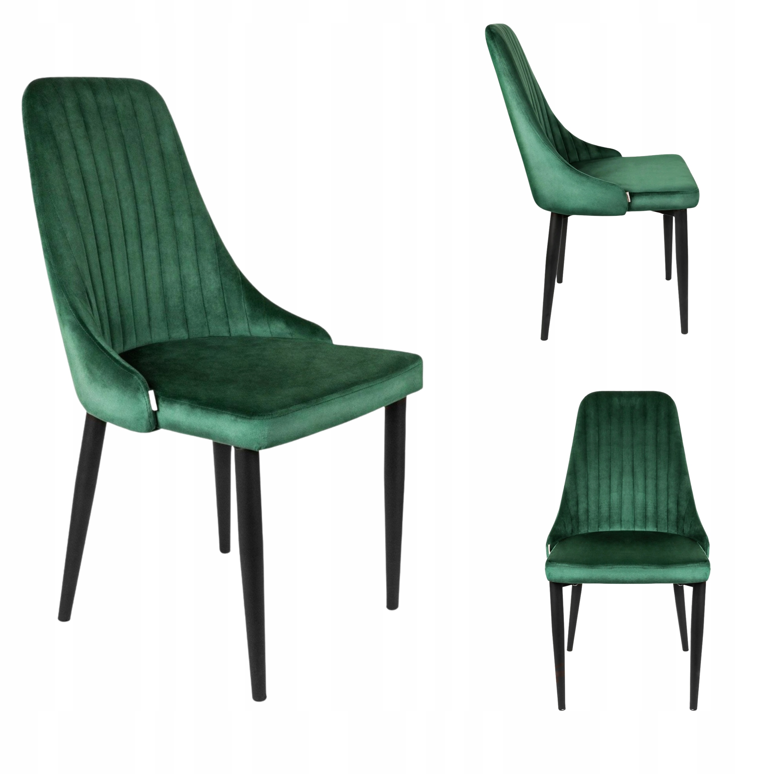 Krzesło Louis welurowe zielone tapicerowane do jadalni salonu Homla