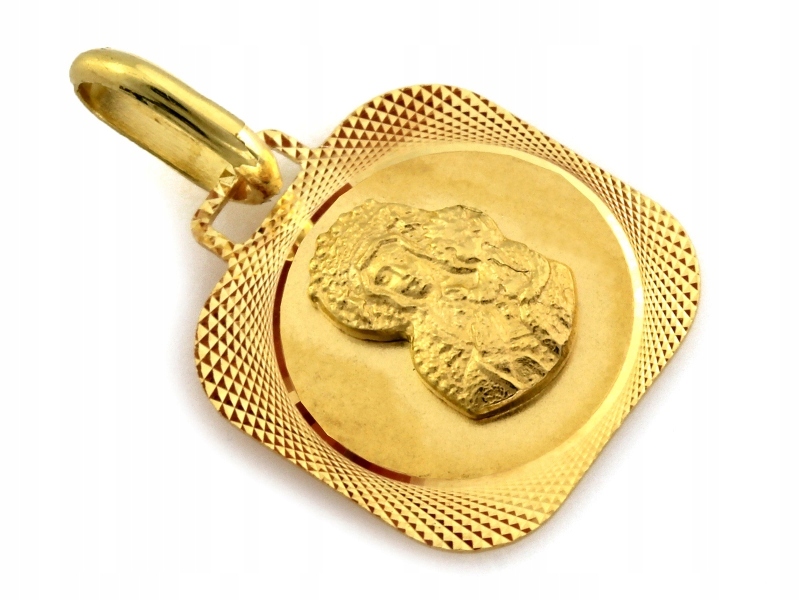 Zlatý medailonek 585 s Pannou Marií Čenstochovskou na svaté přijímání na křtiny 14k