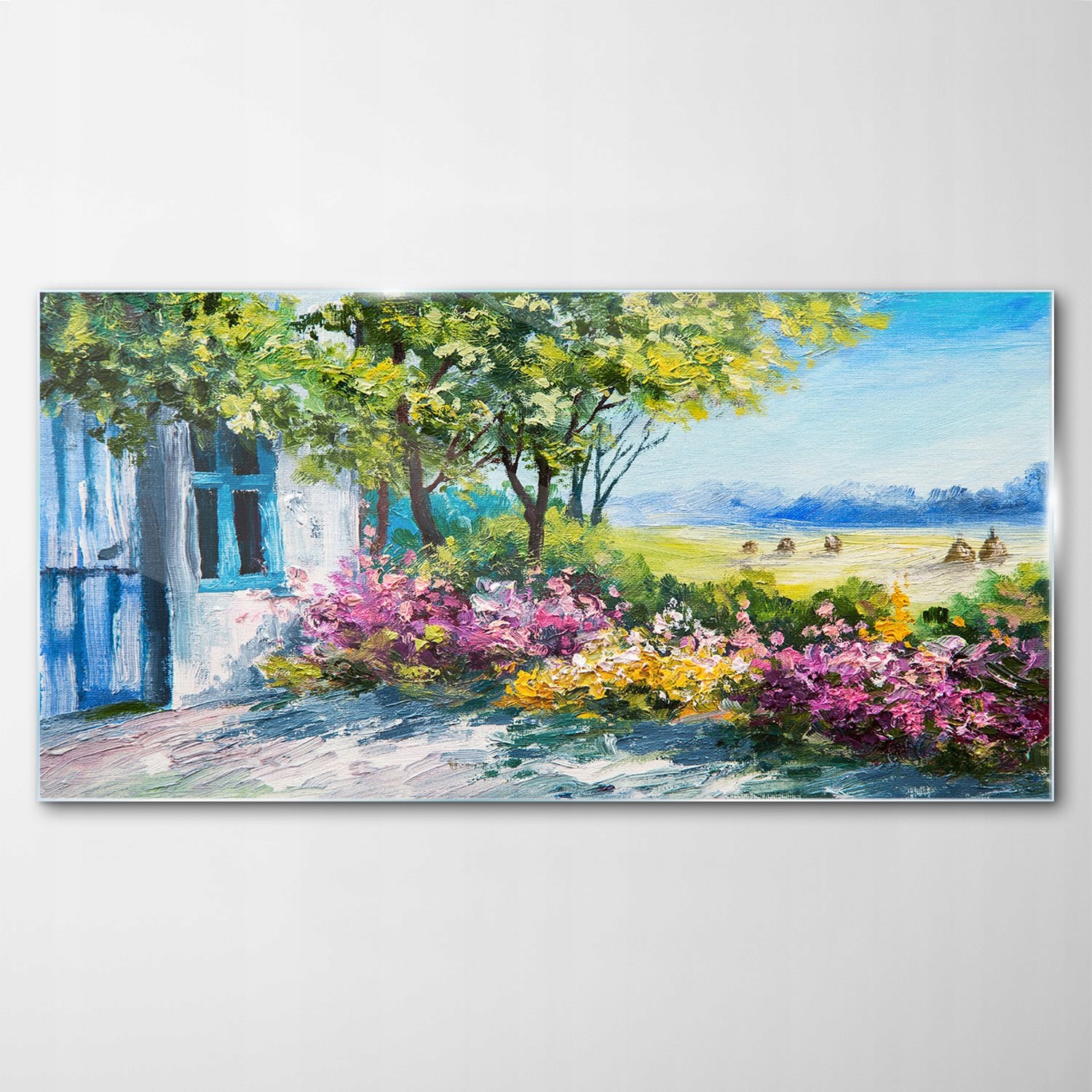 Tvrdený sklenený obraz Dom Strom Záhrada 120x60