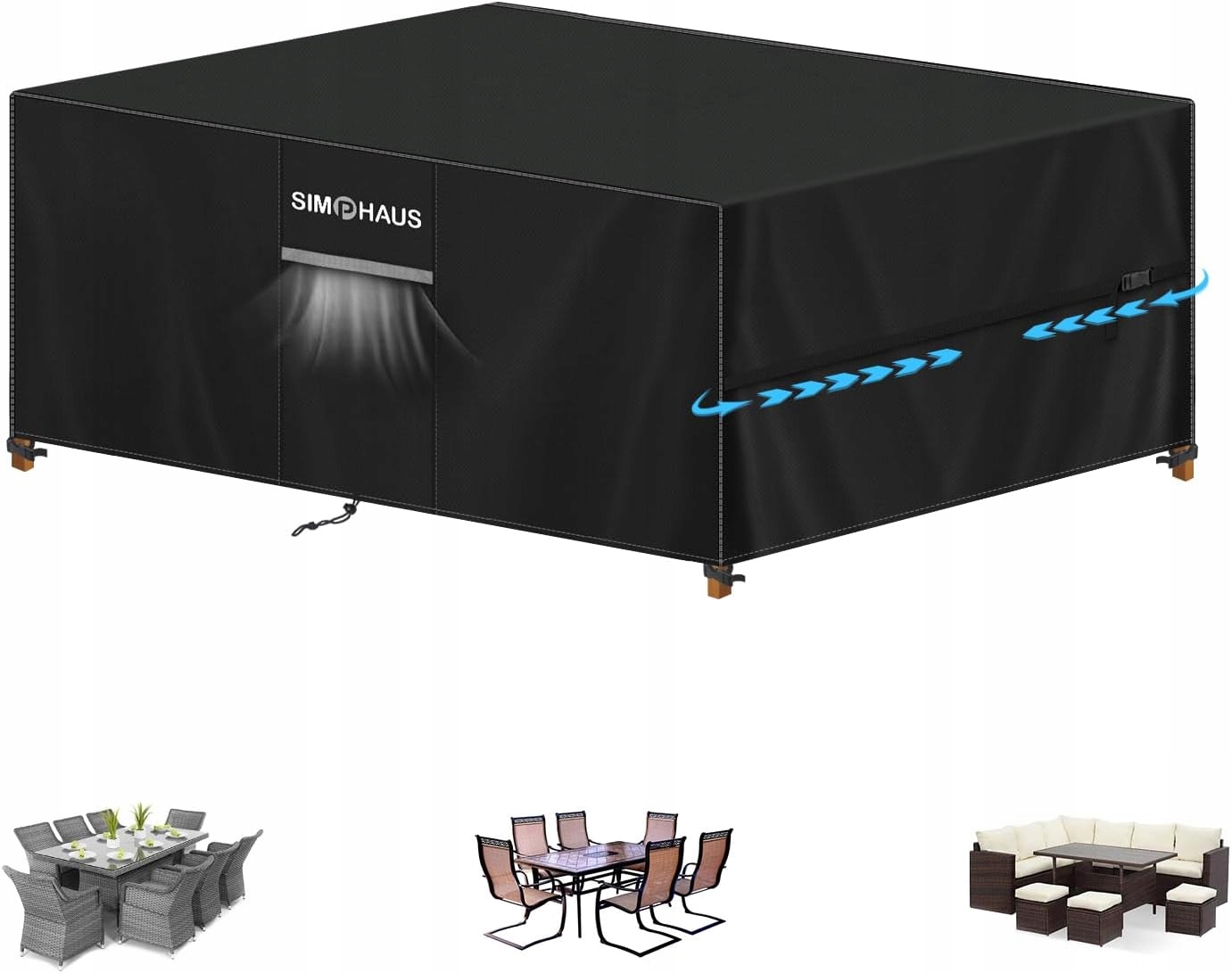 Pokrowiec Na Meble Ogrodowe Plandeka Na Stół Krzesła Wodoodporny 230x130x90