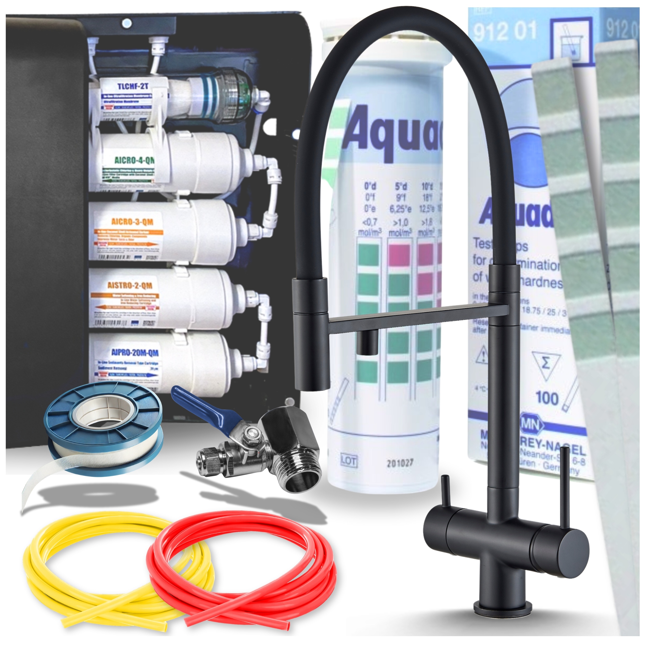 Kuchynská batéria Trojcestná na dosku Flexibilný výtokový kohútik Vodný Filter