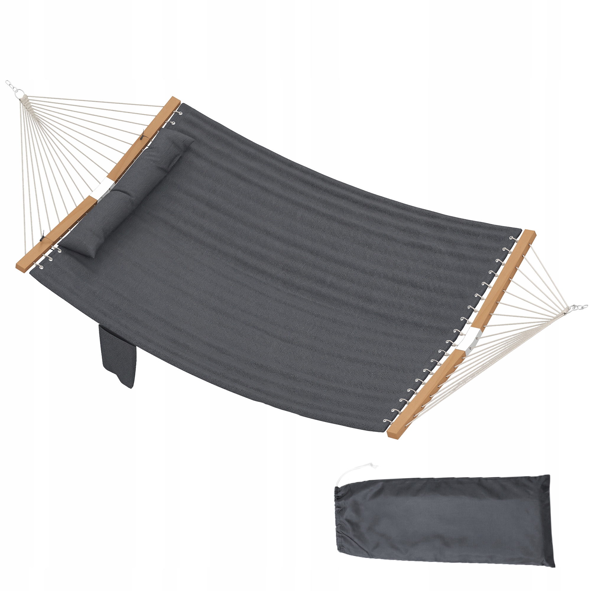 Venkovní houpací síť s polštářem Outsunny 84A-401V00GY 200x140 cm šedá