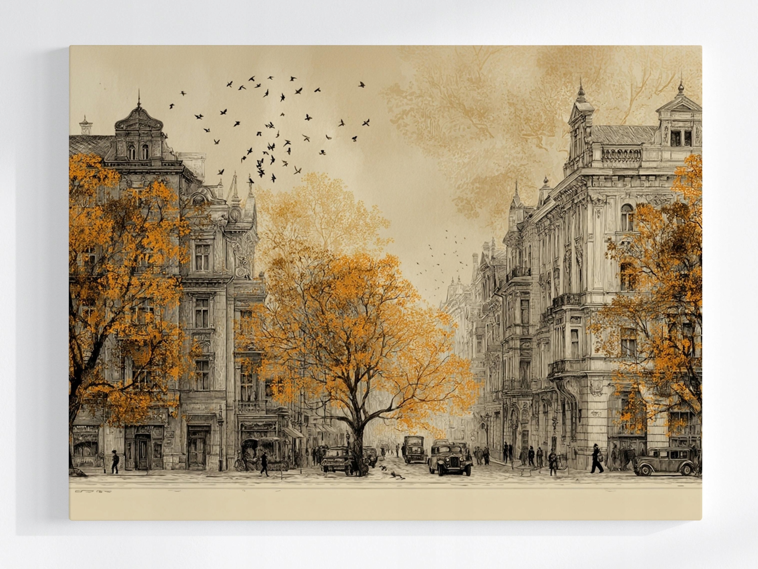 Obraz Na Plátně Canvas Vintage Staré Město Podzim Retro Sepia 80x60