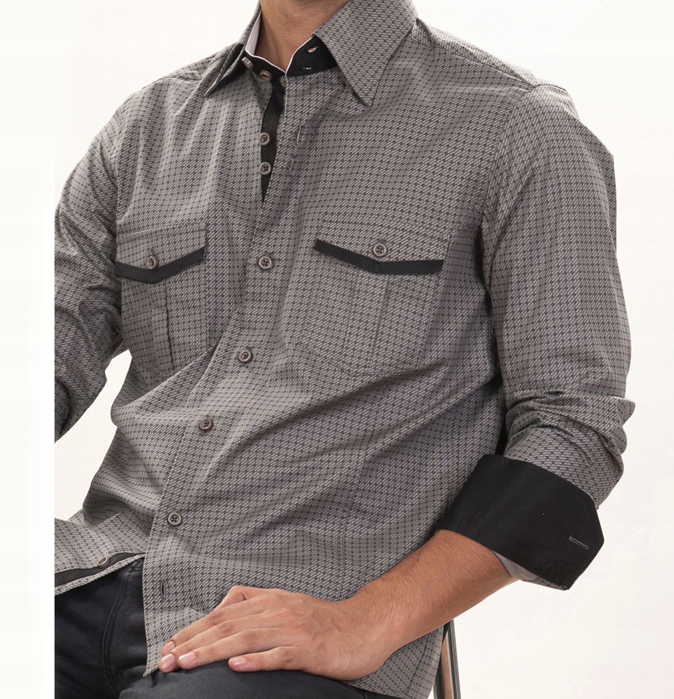 Pánská košile Engarde od Mondo, bavlněná, žebrovaná