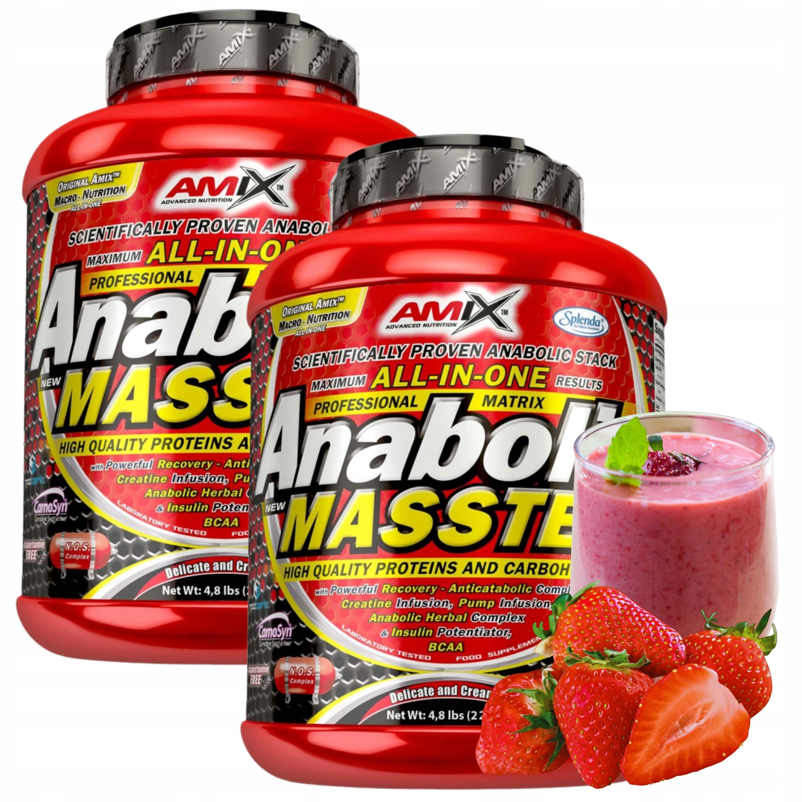 Gainer Bulk Svalová Masa Protein Kreatin Sacharidy příchuť Jahoda