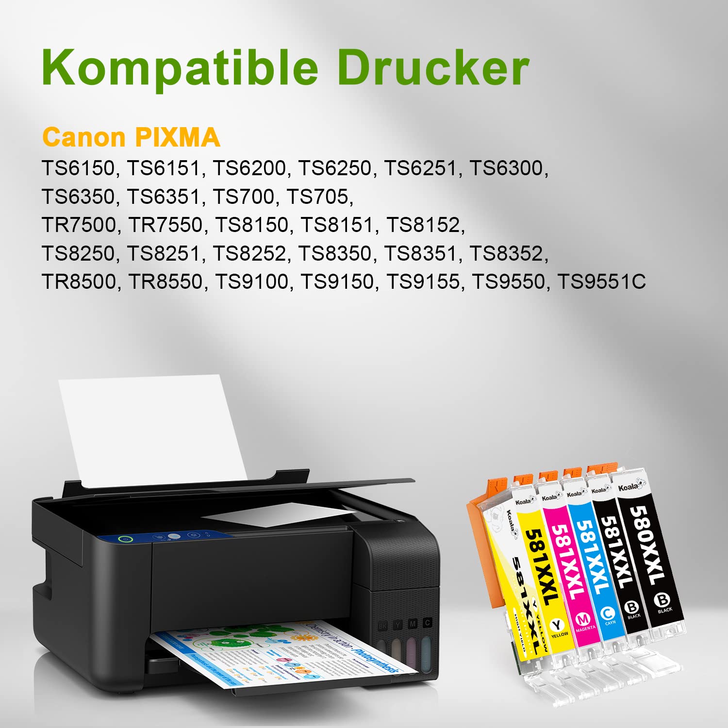KOALA Zestaw 5 Tuszy Kompatybilnych PGI580XXL CLI581XXL do Pixma TS TR — miniatura 2